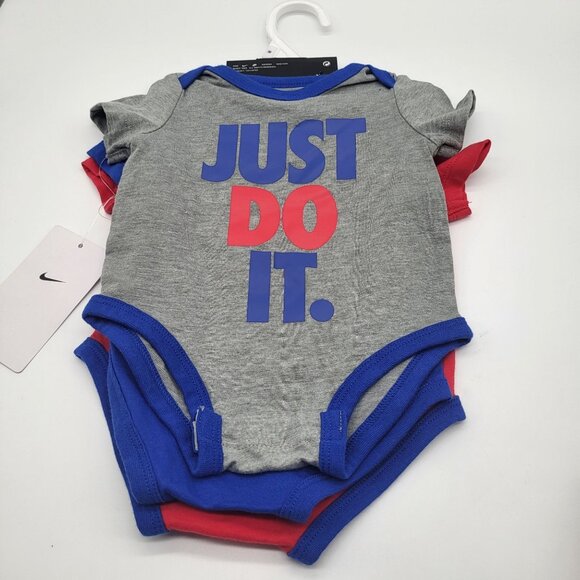 Nike Other - NIKE Baby Set of 3 One Piece Bodysuits Game Royal Red Blue Gray NWT